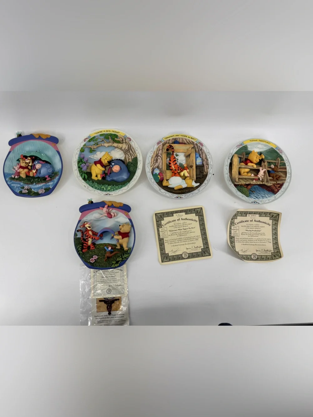 Winnie the Pooh 'Playing Poohsticks' Decorative Wall Plate - Yellow/Red